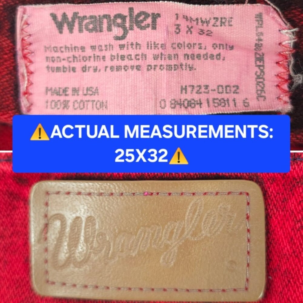 VINTAGE WRANGLER WOMEN'S SIZE 3 COWBOY CUT SLIM FIT RED DENIM JEANS INSEAM 32 in - Picture 4 of 16